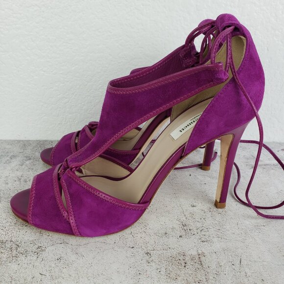 L.K. Bennett Giselle Suede Sandals Strappy Heels Purple 38.5 ASO Nicole Kidman - Picture 6 of 16